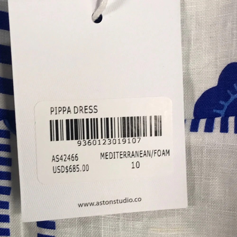 Aston Studio Mediterranean Pippa Dress, Women's Size 6 US - Blue/Foam White - Picture 3 of 9